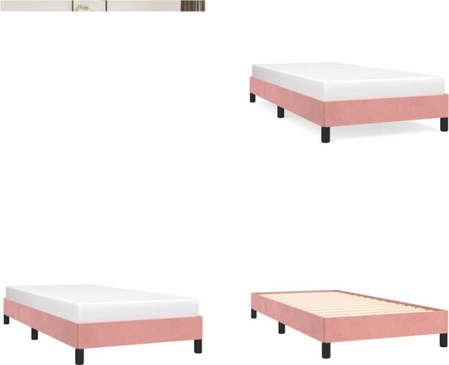 VidaXL Bedframe fluweel roze 90x200 cm Bedframe Bedframes Bed Ledikant - Foto 2