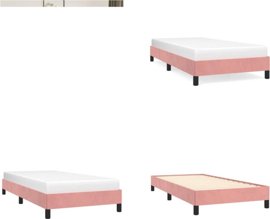 VidaXL Bedframe fluweel roze 90x200 cm Bedframe Bedframes Bed Ledikant