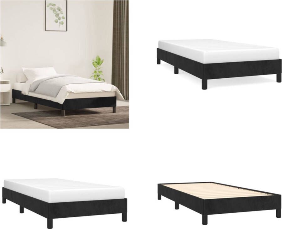 VidaXL Bedframe zonder matras 100x200 cm fluweel zwart Bedframe Bedframes Bed Ledikant - Foto 2