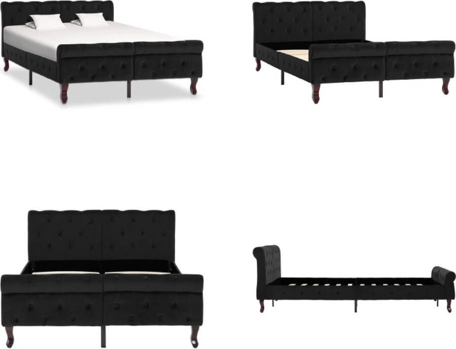 VidaXL Bedframe fluweel zwart 120x200 cm Bedframe Bedframes Bed Bedden