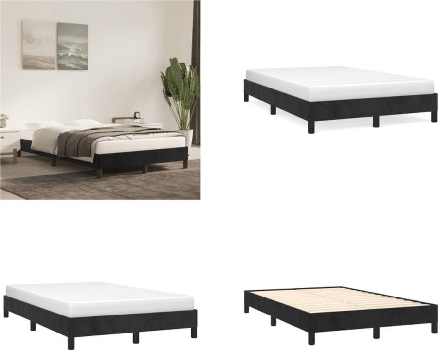 VidaXL Bedframe zonder matras 120x200 cm fluweel zwart Bedframe Bedframes Slaapmeubel Bedbodem - Foto 2