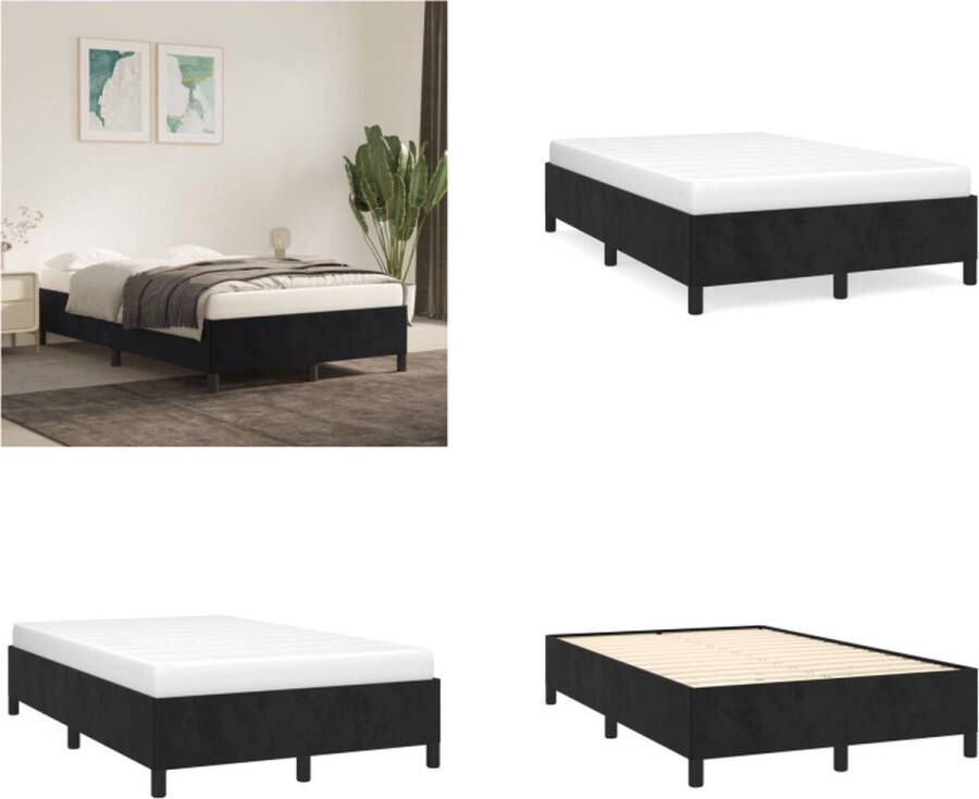 VidaXL Bedframe zonder matras 120x200 cm fluweel zwart Bedframe Bedframes Slaapmeubel Bedbodem - Foto 2
