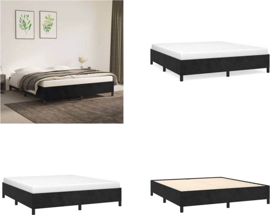 VidaXL Bedframe zonder matras 160x200 cm fluweel zwart Bedframe Bedframes Slaapmeubel Bedbodem - Foto 2