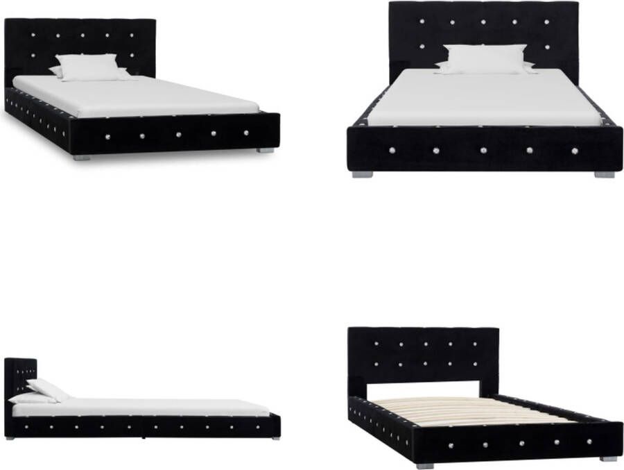 VidaXL Bedframe fluweel zwart 90x200 cm Bedframe Bedframes Bed Bedden