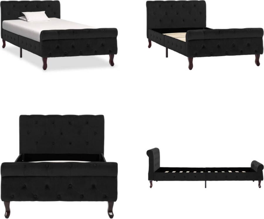 VidaXL Bedframe fluweel zwart 90x200 cm Bedframe Bedframes Bed Frame Bed Frames - Foto 2