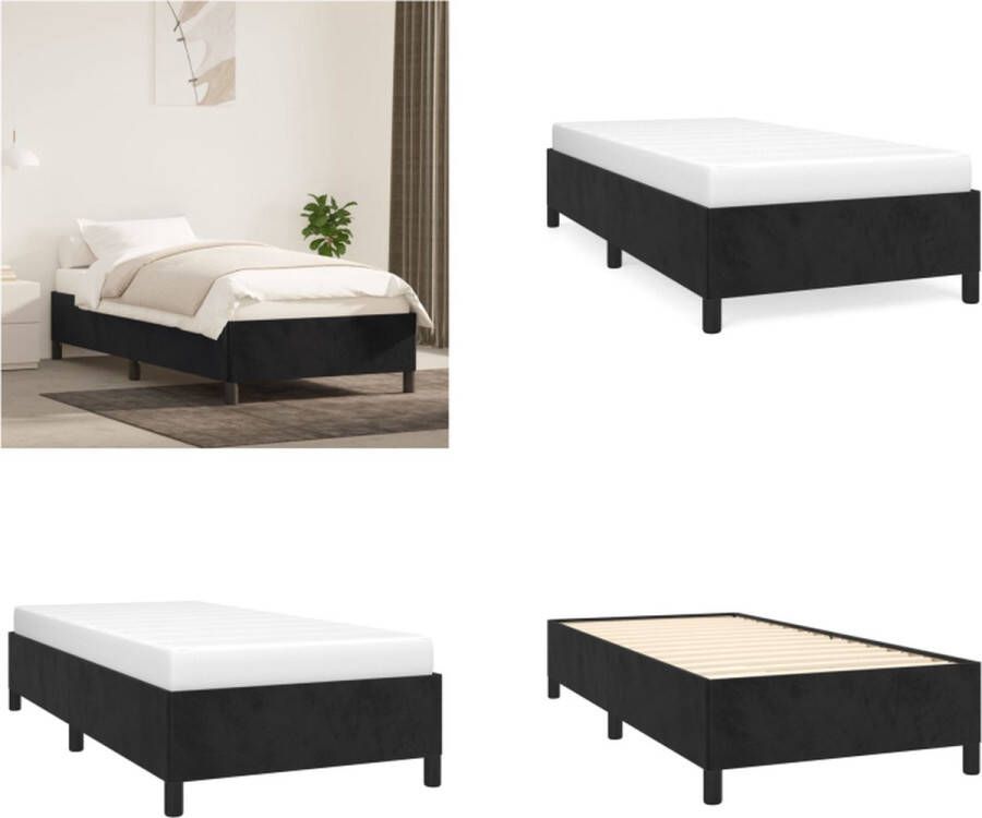 VidaXL Bedframe fluweel zwart 90x200 cm Bedframe Bedframes Bed Ledikant - Foto 2