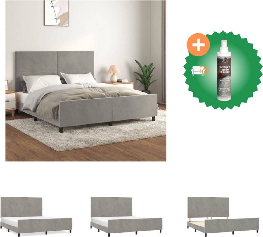 VidaXL Bedframe Fluwelen Bedframe 203 x 166 x 118 128 cm Lichtgrijs Verstelbare hoogte Ondersteunende poten Multiplex lattenbodem Comfortabele ondersteuning Bed Inclusief Reiniger