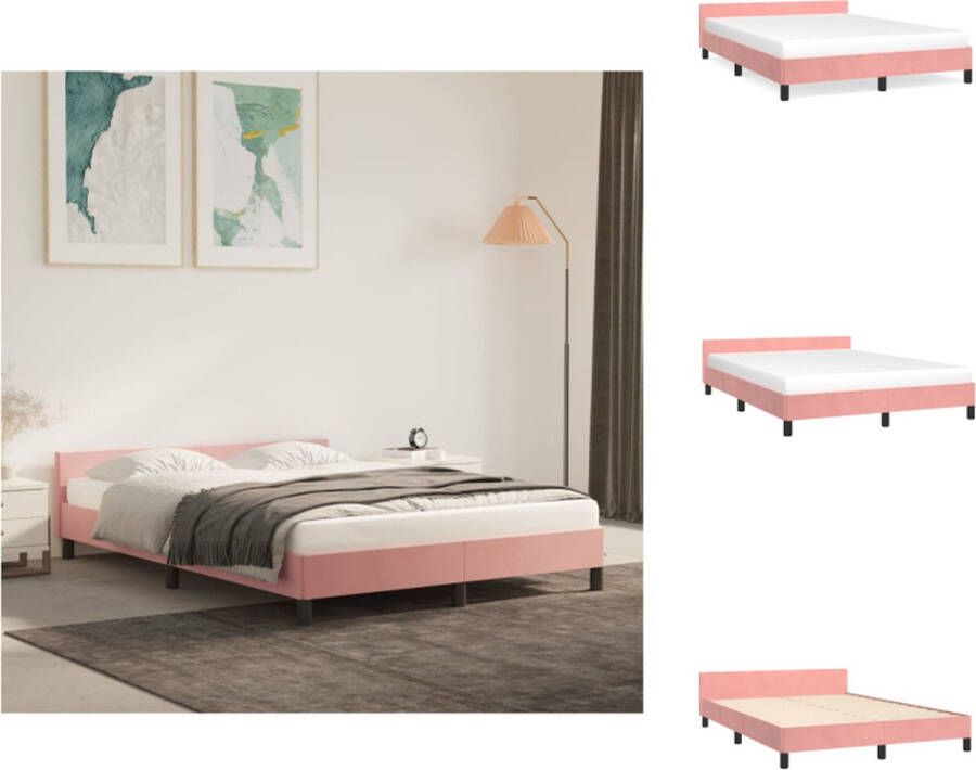VidaXL Bedframe Fluwelen Stof 193 x 143 x 50 cm Roze Bed - Foto 1