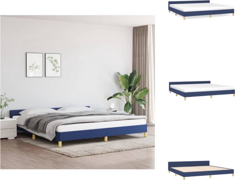 VidaXL Bedframe Met Hoofdeinde Bedframes Met Hoofdeindes Bed Slaapmeubel Bedframe met hoofdeinde zonder matras 200x200 cm stof blauw