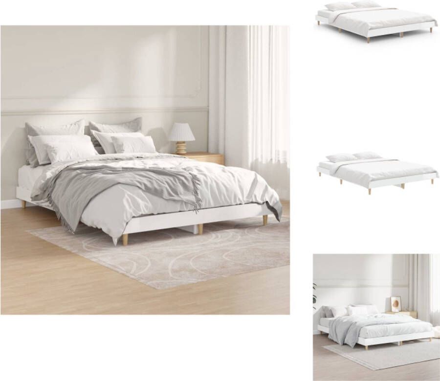 VidaXL Bedframe Geniet van een goede nachtrust Bedframes Afmeting- 193 x 143 x 20 cm Kleur- Hoogglans wit Bed