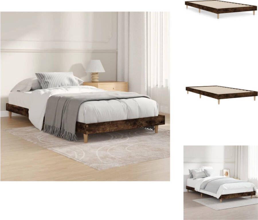 VidaXL Bedframe Bedframes Slaapkamermeubel Slaapmeubel Bedframe zonder matras hout gerookt eikenkleurig 100x200 cm - Foto 6