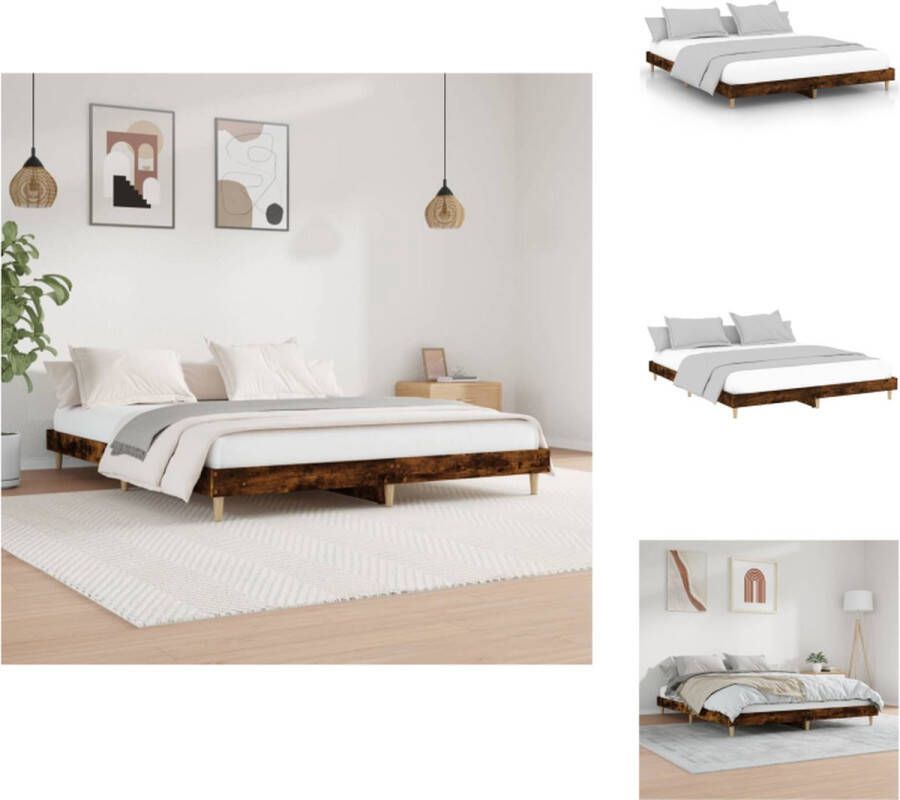 VidaXL Bedframe Gerookt eiken 203 x 163 x 20 cm Multiplex lattenbodem Bed - Foto 1