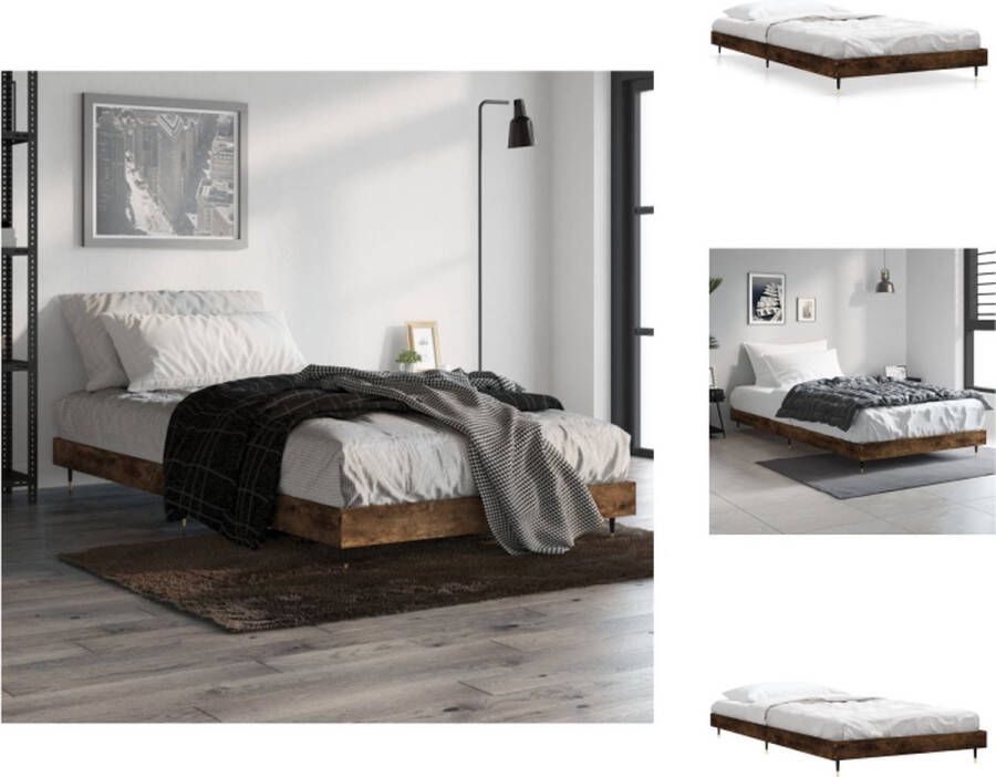 VidaXL Bedframe Bedframes Slaapkamermeubel Slaapmeubel Bedframe zonder matras hout gerookt eikenkleurig 90x200 cm - Foto 2