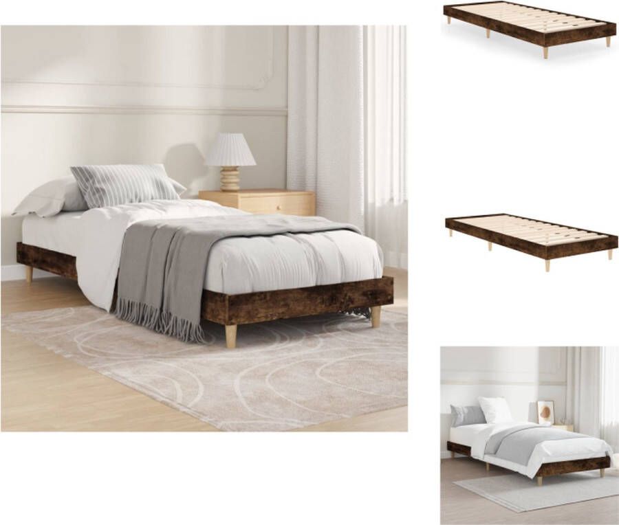 VidaXL Bedframe Bedframes Slaapkamermeubel Slaapmeubel Bedframe zonder matras hout gerookt eikenkleurig 75x190 cm - Foto 2