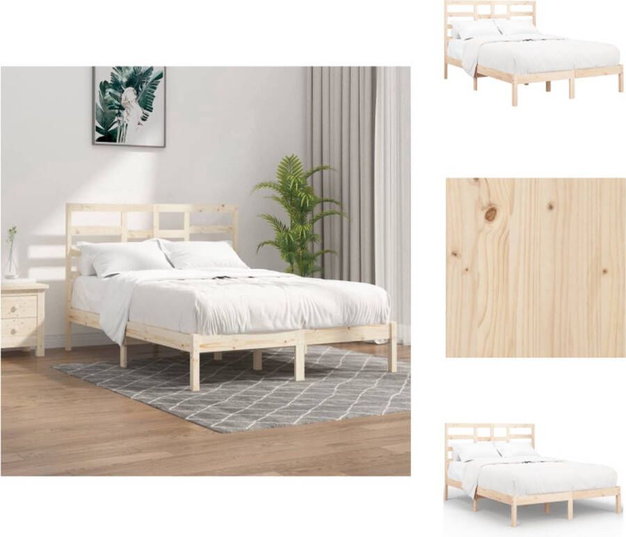 VidaXL Houten Bedframe Modern Slaapkamer Afmeting- 205.5 x 146 x 104 cm Ken- Hoogwaardig massief grenenhout Bed - Foto 4