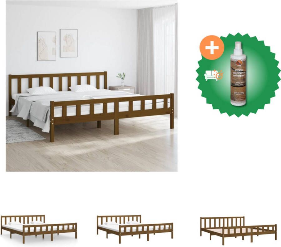 VidaXL Bedframe massief hout honingbruin 180x200 cm 6FT Super King Bed Inclusief Houtreiniger en verfrisser