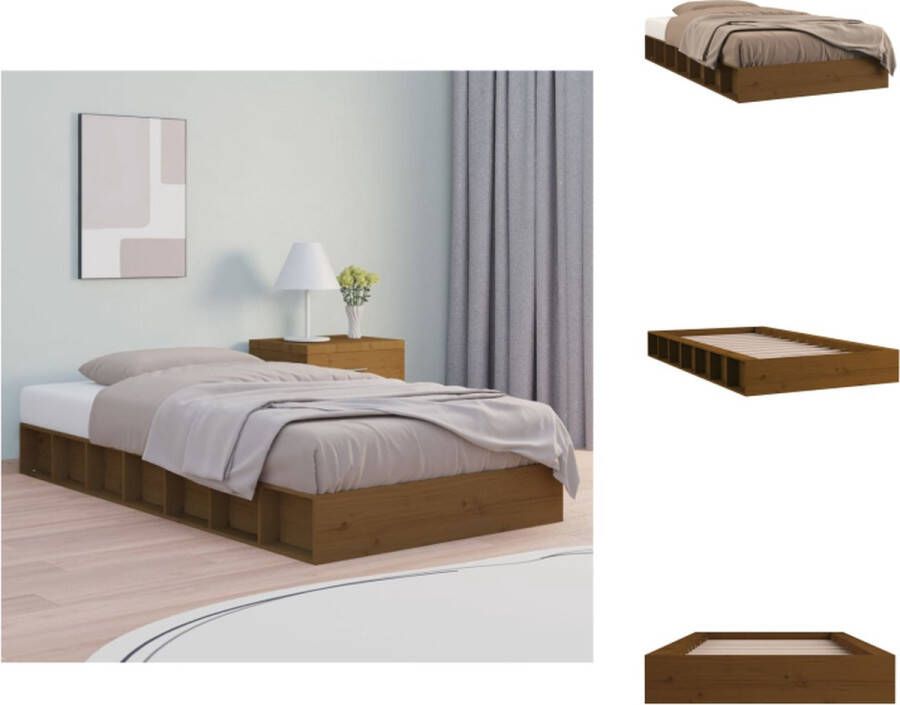 VidaXL Bedframe Grenen 192.5 x 93 x 21 cm Honingbruin Geschikt voor 75 x 190 cm Matras Montage vereist Bed - Foto 3