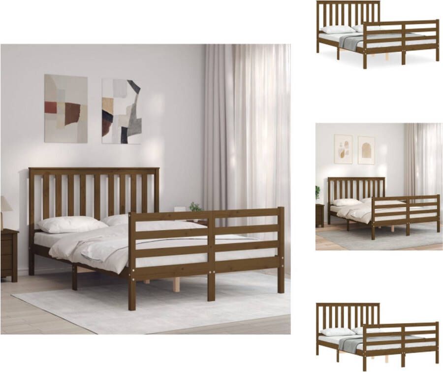 VidaXL Bedframe Grenen 205.5 x 145.5 x 101 cm Honingbruin Bed