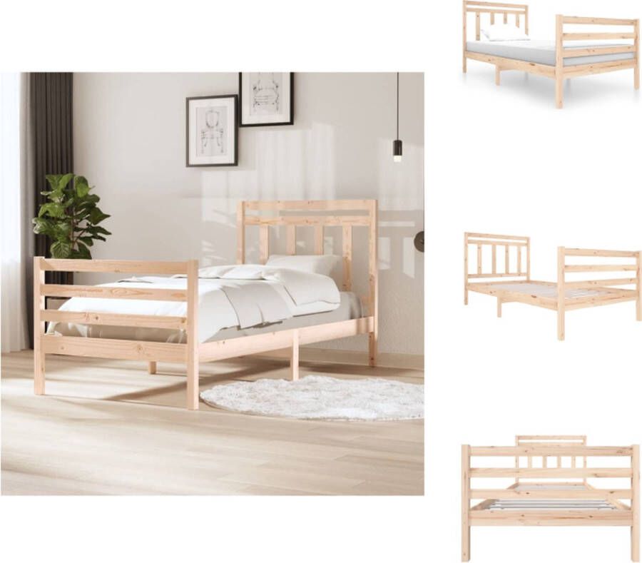 VidaXL Bedframe Bedframes Eenpersoonsbed Bed Bedframe massief hout 100x200 cm - Foto 2