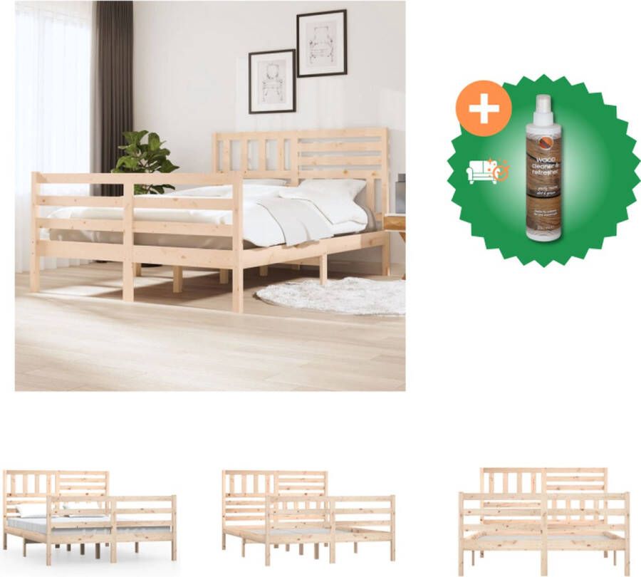 VidaXL Bedframe massief hout 120x190 cm 4FT small double Bed Inclusief Houtreiniger en verfrisser