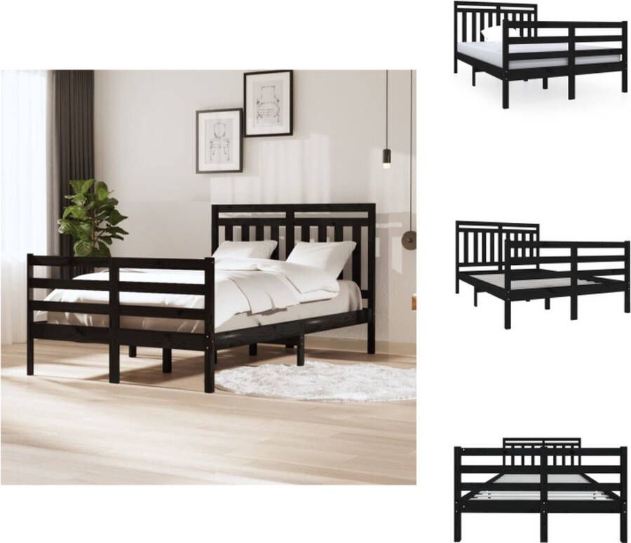 VidaXL Bedframe Grenenhout 120 x 190 cm Zwart Bed