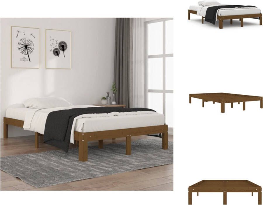 vidaXL Bedframe Grenenhout 120 x 200 cm Honingbruin Bed