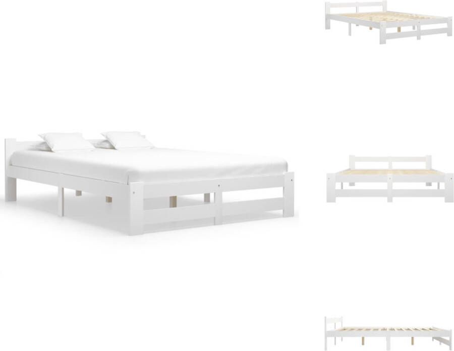 VidaXL Bedframe Bedframes Bed Frame Bed Frames Bedframe massief grenenhout wit 120x200 cm - Foto 3