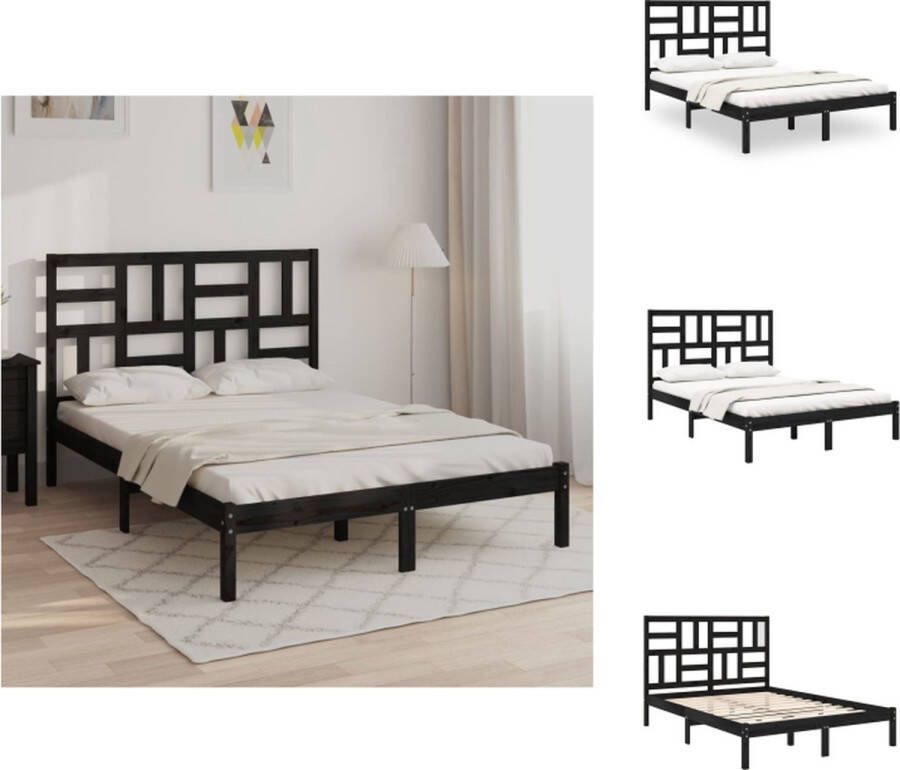 VidaXL Bedframe Grenenhout 120 x 200 cm Zwart Bed