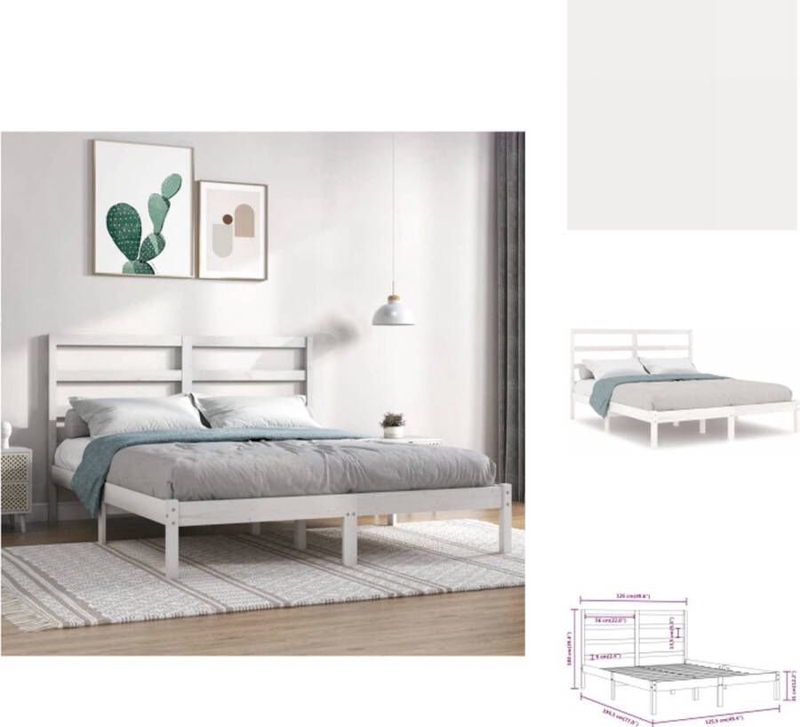 vidaXL Bedframe Grenenhout 120x190 cm Wit Bed