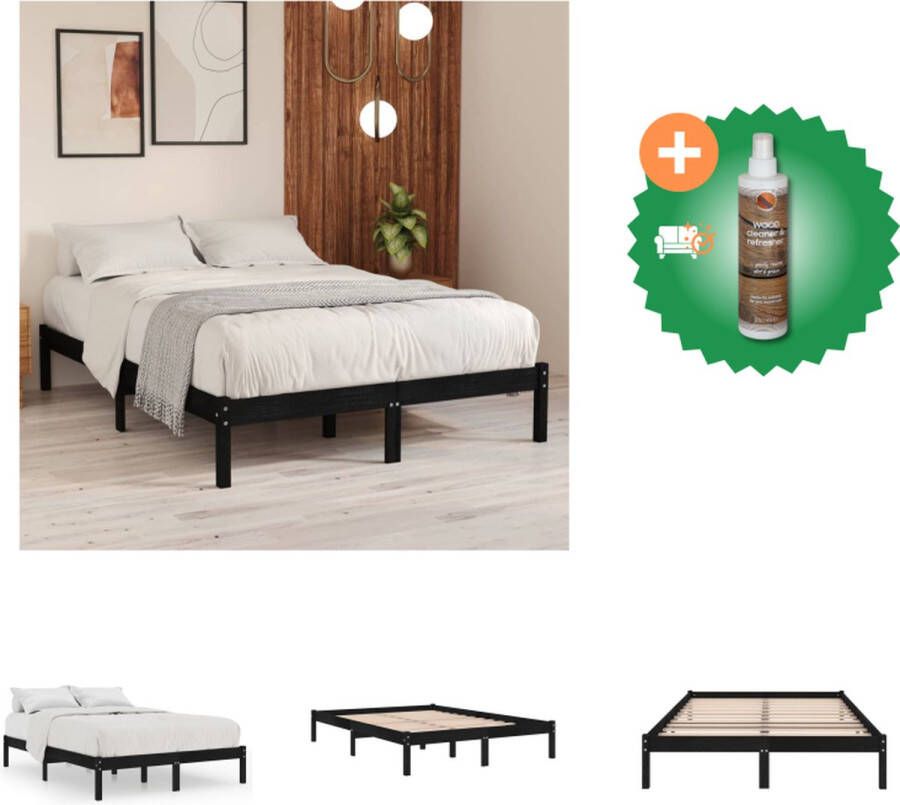 VidaXL Bedframe Grenenhout 120x200 cm Zwart Bed Inclusief Houtreiniger en verfrisser