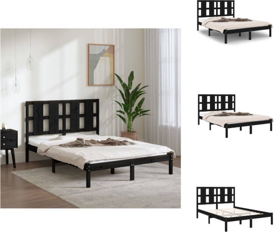 VidaXL Bedframe Bedframes Bed Bedbodem Bedframe massief grenenhout zwart 120x200 cm - Foto 2