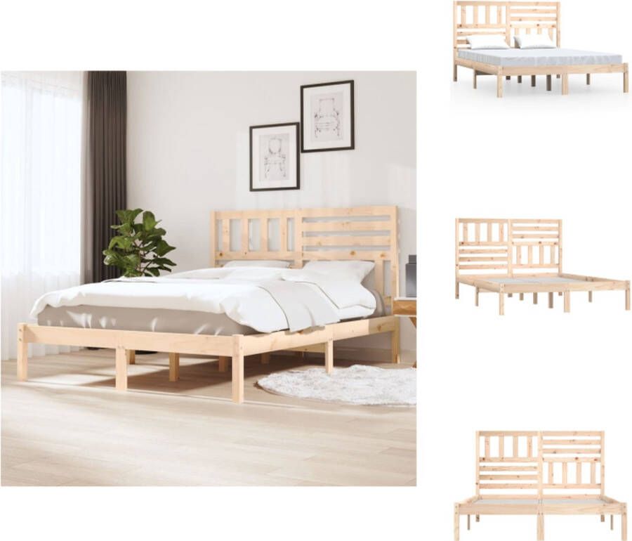 VidaXL Bedframe Bedframes Eenpersoonsbed Bed Bedframe massief grenenhout 135x190 cm - Foto 2