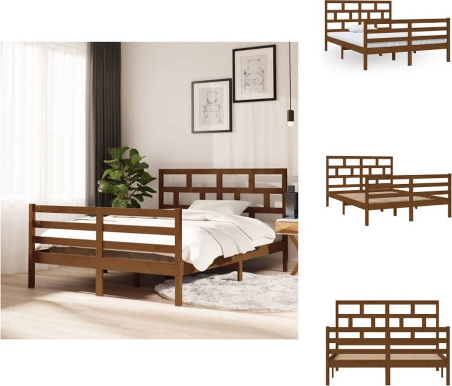 VidaXL Bedframe Grenenhout 140 x 200 cm Honingbruin Bed