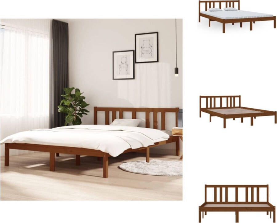 VidaXL Bedframe Grenenhout 140 x 200 cm Honingbruin Stabiel Comfortabel Bed