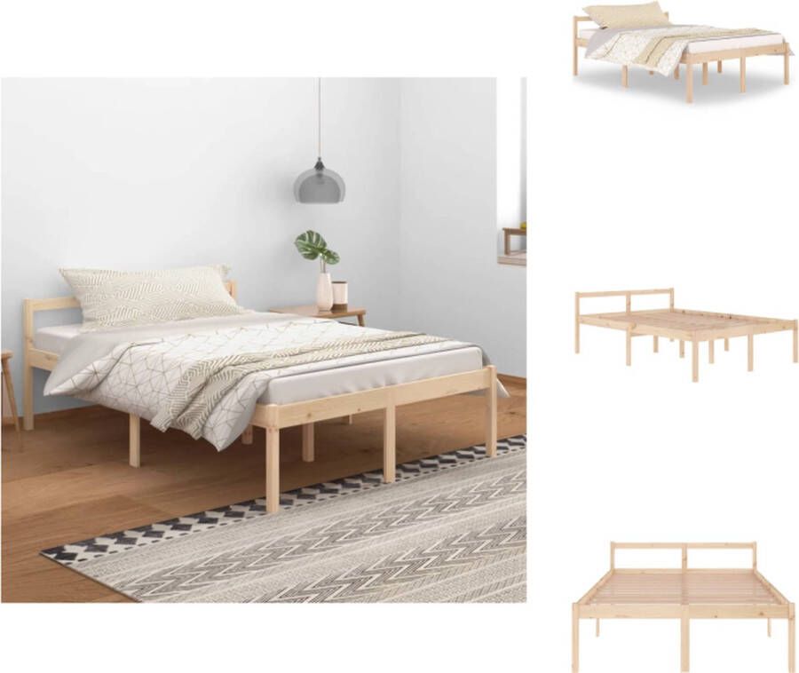 VidaXL Bedframe Bedframes Seniorenbed Bed Seniorenbed massief grenenhout 140x200 cm - Foto 2