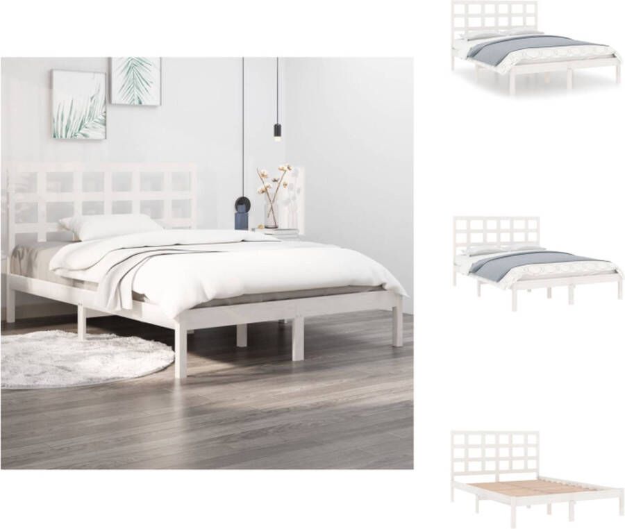 VidaXL Bedframe Grenenhout 140x190 cm Wit Montage vereist Bed