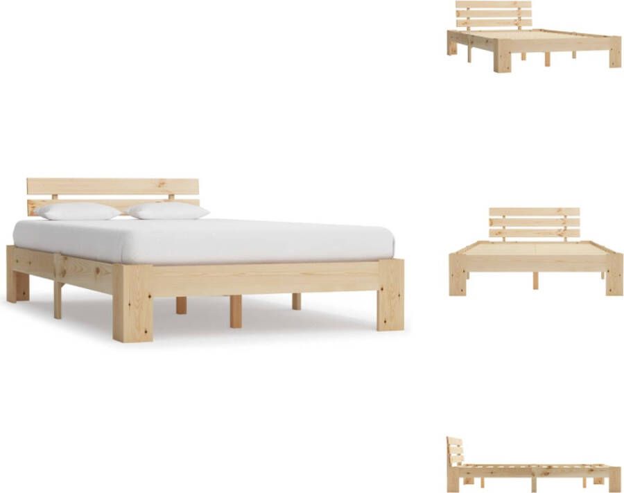 VidaXL Bedframe Bedframes Bed Frame Bed Frames Bedframe met hoofdbord massief grenenhout wit 140x200 cm