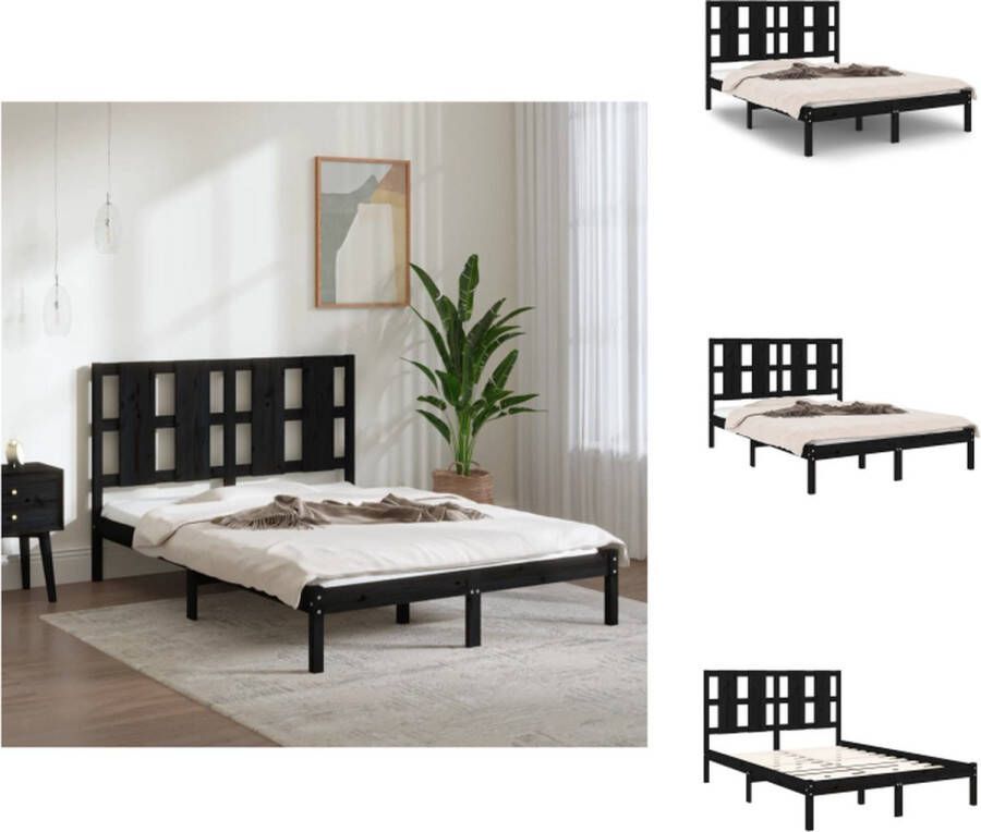 VidaXL Houten Bedframe Zwart Massief Grenenhout 205.5 x 146 x 100 cm 140 x 200 cm Montage vereist Bed - Foto 7