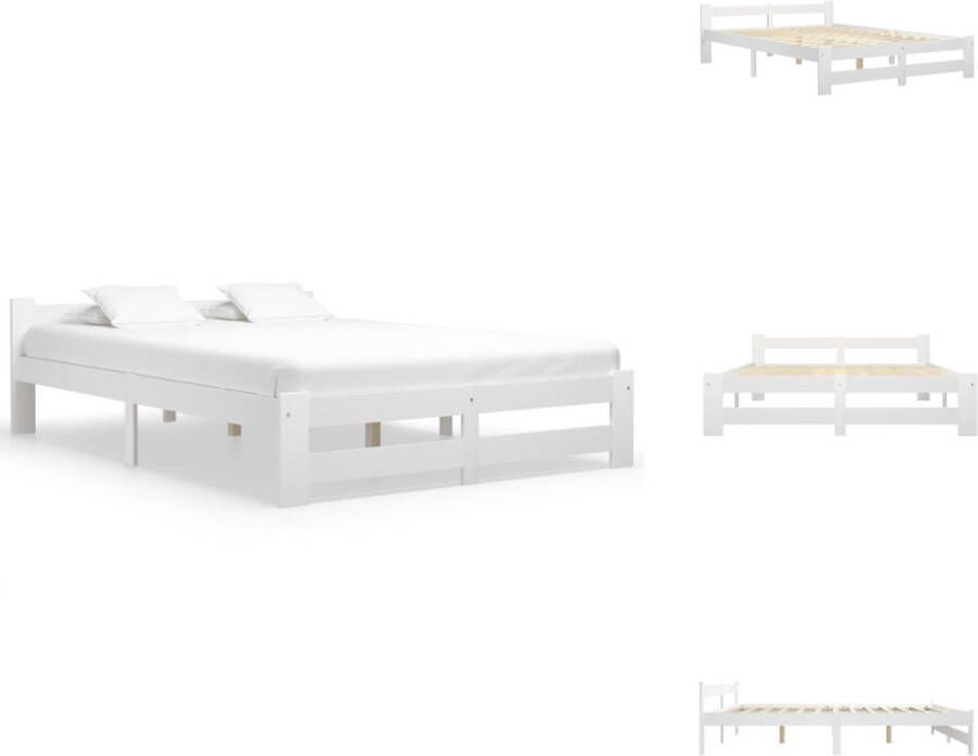 VidaXL Bedframe Bedframes Bed Frame Bed Frames Bedframe massief grenenhout wit 160x200 cm