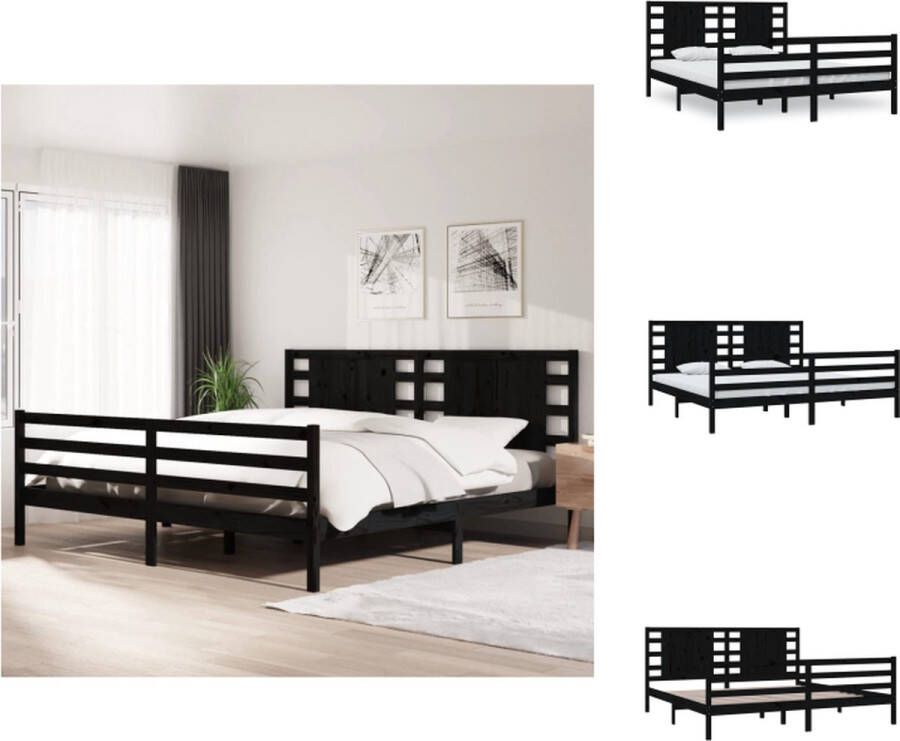 VidaXL Bedframe Grenenhout 180x200 cm Zwart Bed