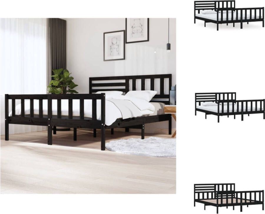 VidaXL Bedframe Grenenhout 180x200cm Zwart Bed