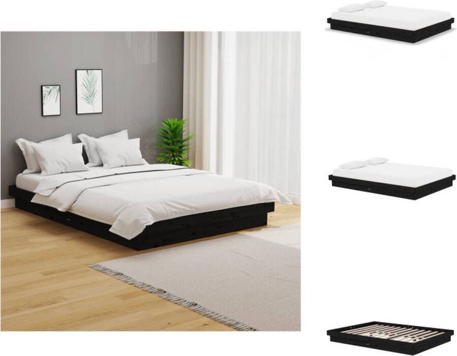 VidaXL Bedframe Houten 195.5 x 145.5 x 69.5 cm Zwart Geschikt voor matras 140 x 190 cm Montage vereist Bed - Foto 8