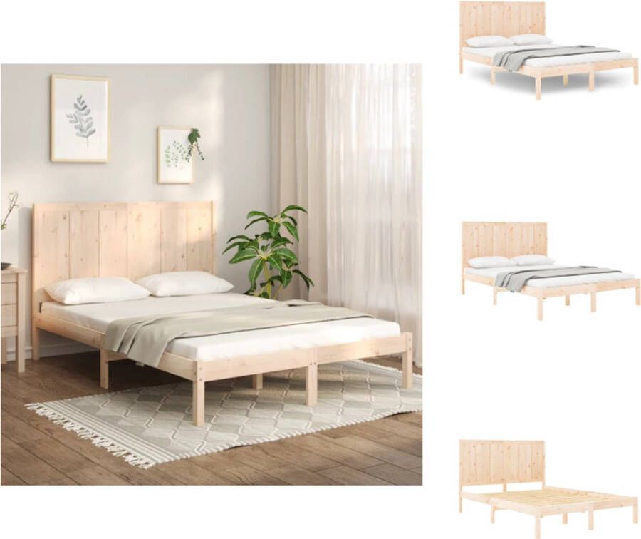 VidaXL Bedframe Grenenhout 195.5 x 125.5 x 31 cm Massief Rustieke uitstraling Bed - Foto 2
