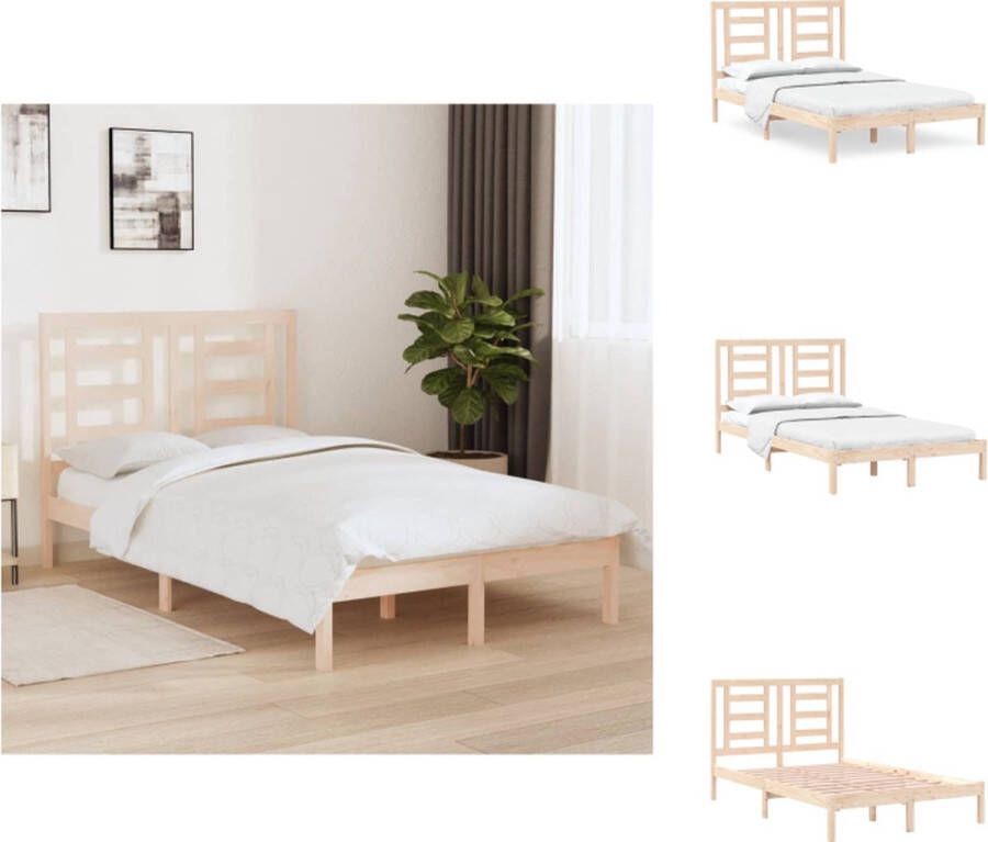 VidaXL Bedframe Bedframes Bed Bedbodem Bedframe massief hout 120x190 cm 4FT Small Double - Foto 2