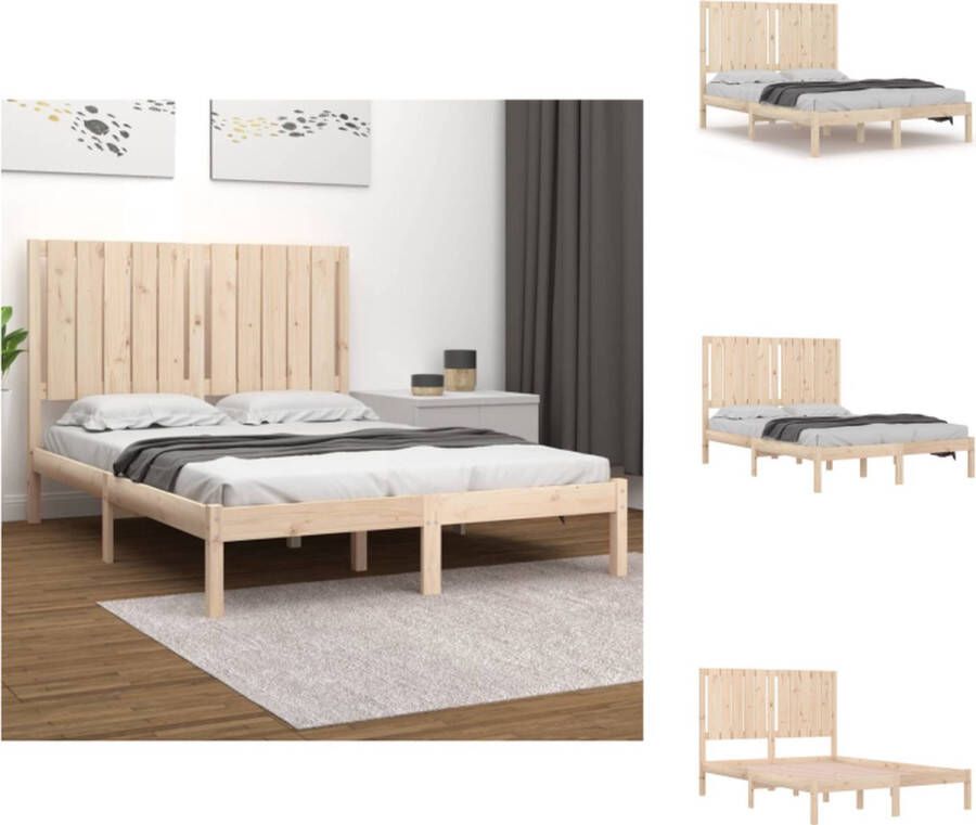 VidaXL Bedframe Bedframes Bed Bedbodem Bedframe massief hout 120x190 cm 4FT Small Double - Foto 2