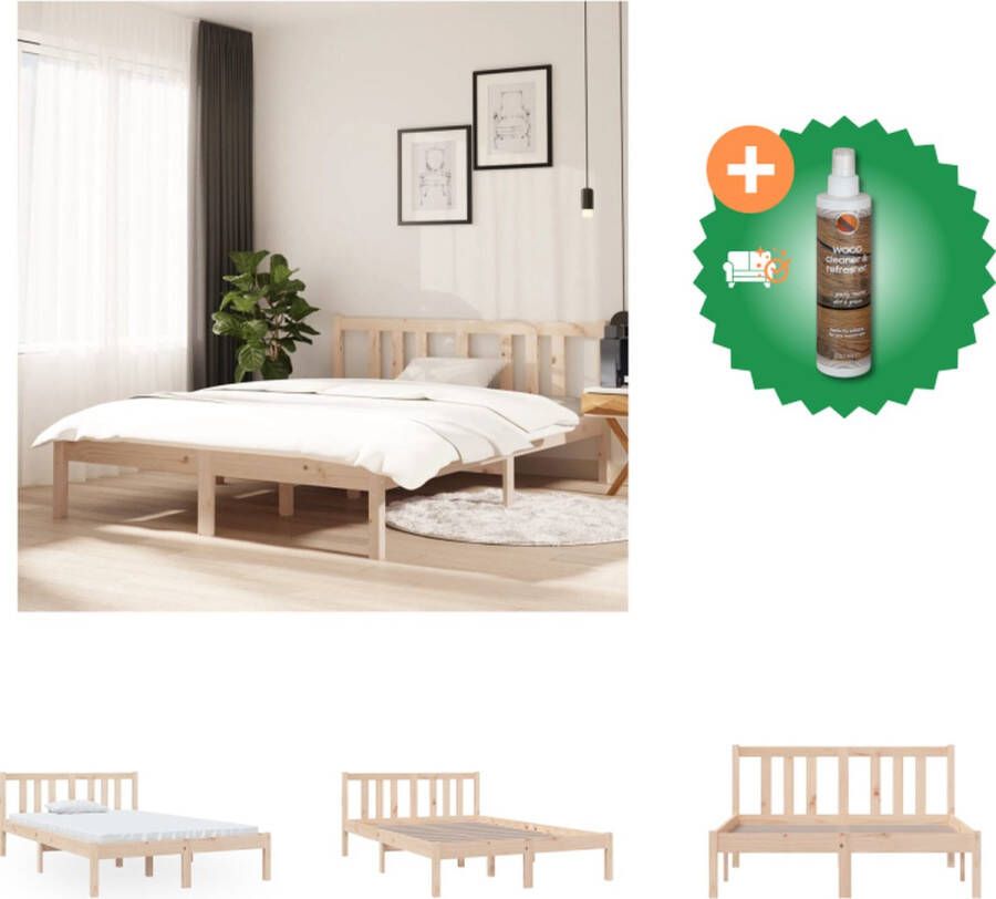 VidaXL Bedframe Grenenhout 195.5 x 125.5 x 69.5 cm stabiel en comfortabel geschikt voor 120 x 190 cm matras Bed Inclusief Houtreiniger en verfrisser