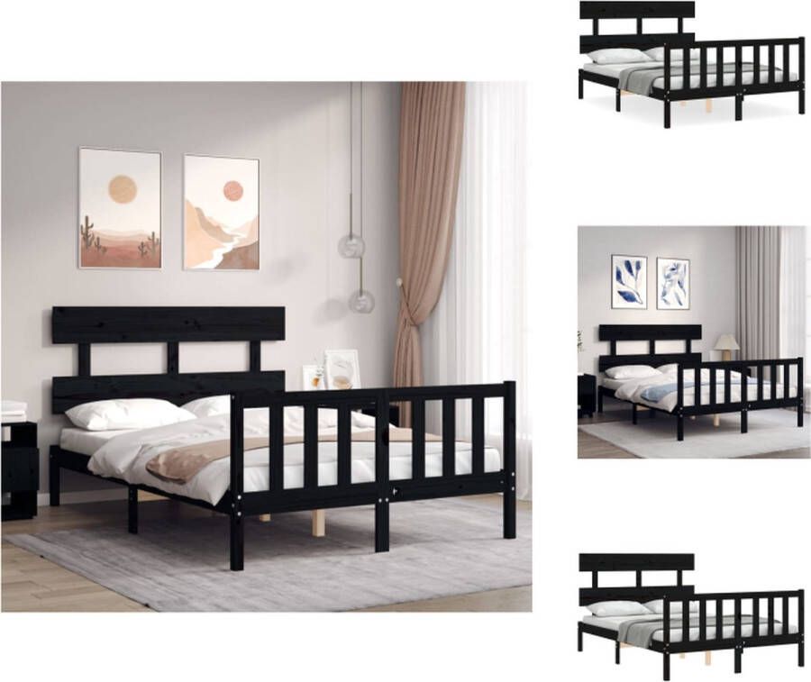 VidaXL Bedframe Grenenhout 195.5 x 125.5 x 81 cm Zwart Bed - Foto 1