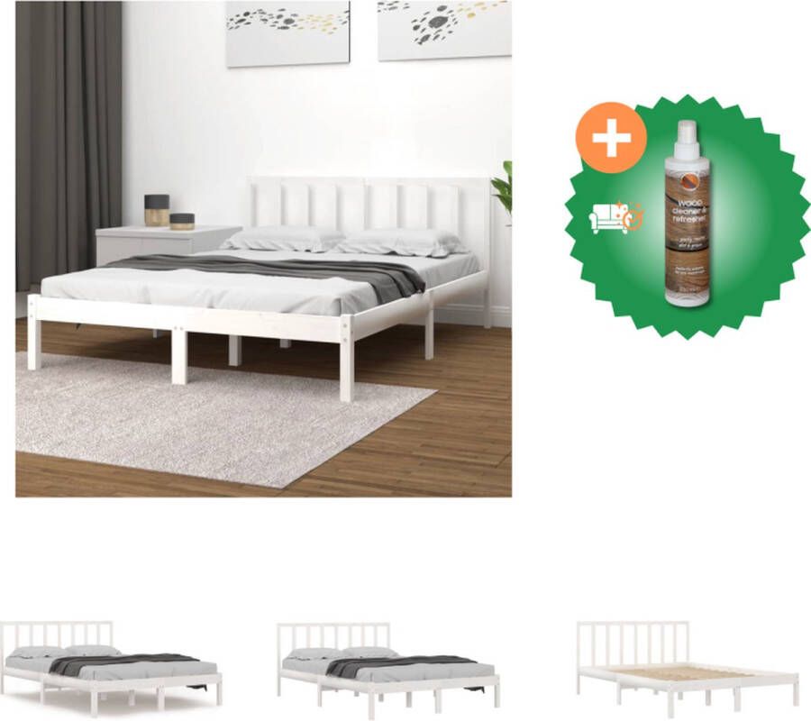 VidaXL Bedframe Grenenhout 120 x 190 cm (4FT) Wit Stabiel en comfortabel Matras niet inbegrepen Montage vereist Levering bevat 1 x bedframe 1 x hoofdeind Bed Inclusief Houtreiniger en verfrisser - Foto 7