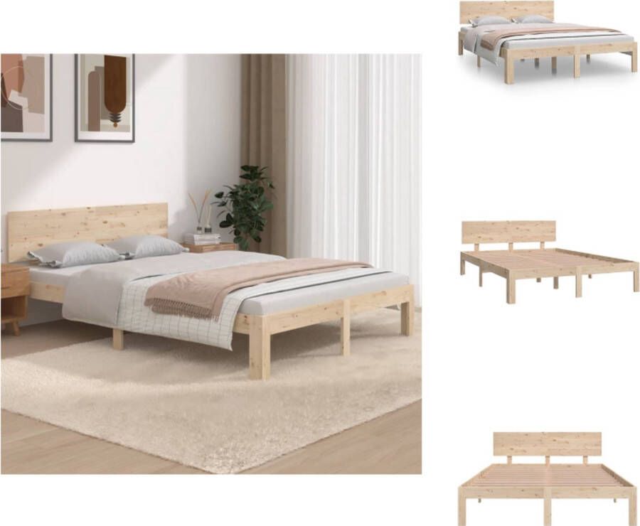 VidaXL Bedframe Grenenhout 195.5 x 138.5 x 69.5 cm 135 x 190 cm Massief hout Montage vereist Bed