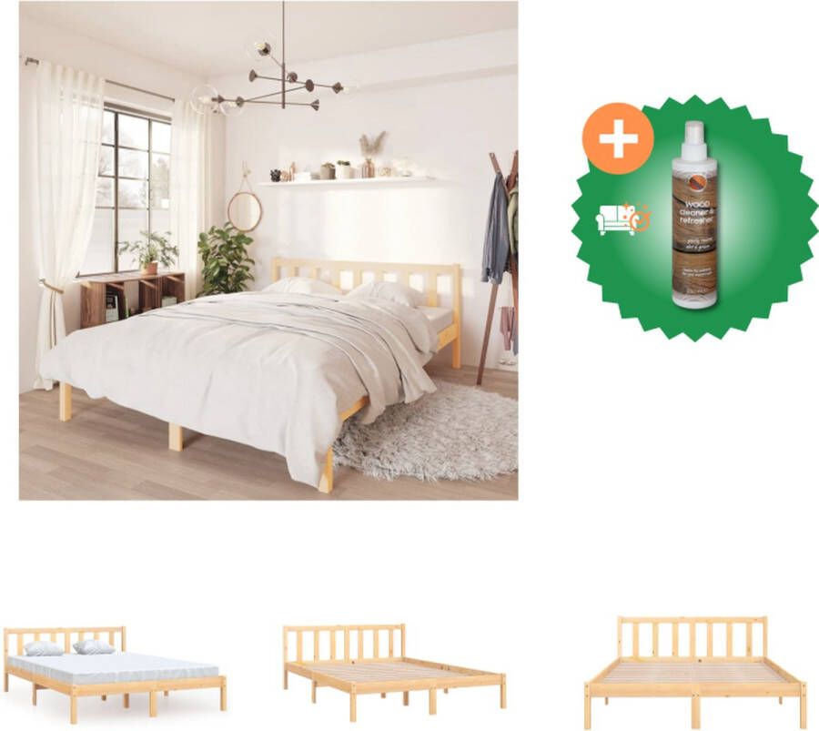 VidaXL Houten Bedframe Massief Grenenhout 195.5 x 140.5 x 69.5 cm Comfortabel hoofdeinde Bed Inclusief Houtreiniger en verfrisser - Foto 4